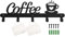 TOPZEA Coffee Mug Holder Wall Mounted, Metal Mugs Hanger Display Rack with 5 Hooks, Hanging Cup Storage Organizer Decorative Coffee Sign Decor for Kitchen, Bar Station Accessories