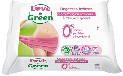 LOVE & GREEN - Lingettes Intimes Apaisantes X20 - Lot De 4 - Vendu Par Lot