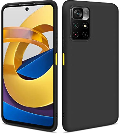 HSP Coque pour Xiaomi Poco M4 Pro 5G, Protection Silicone, Case, Noir | Antichoc, anti-rayures, anti-traces, découpes précises, bords surélevés, caméra protégée, étui téléphone portable