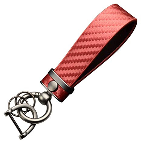 WINBST Kohlefaser Schlüsselanhänger, Carbon Key Ring Auto Schlüsselanhänger 360 Grad drehbarer Mikrofaser PU-Leder Schlüsselanhänger Universal Schlüsselanhänger