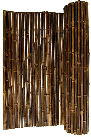 DE-COmmerce Stabiler Bambus Zaun Sichtschutz BLACK, oben geschlossen, Rollzaun, Gartenzaun, Sichtschutzzaun für Garten, Terrasse, Balkon (HxB) 120 x 180 cm