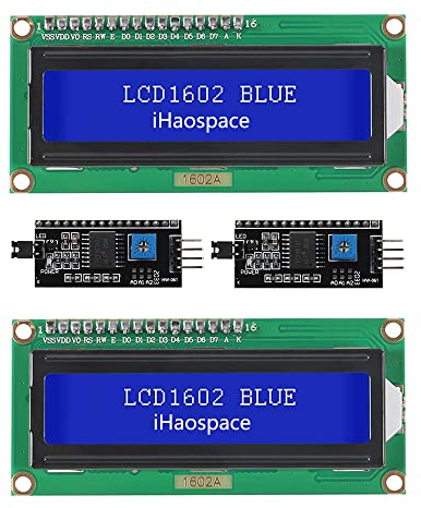 iHaospace 2 STÜCKE 1602 16x2 LCD Display Blau + I2C Schnittstelle Serial Adapter Board Modul kompatibel mit Arduino i2c LCD Display