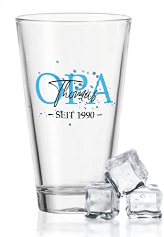 GRAVURZEILE Leonardo Wasserglas mit UV-Druck - Opa Design - mit Wunschname & Datum - Geschenk für den beste Opa der Welt