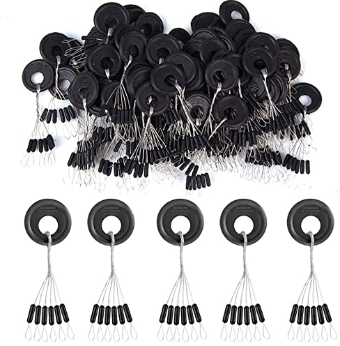 Symphonyw Angel-Bobber-Stopper, 300 Stück, 50 Gruppen/Set, Schwarze Gummiperlen, Stopper für Angelschwimmer, Bohnen, Platz