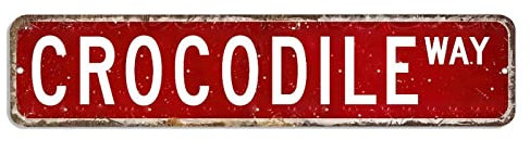 Krokodil-Metallschild, Krokodilschild, Tierschild, personalisierbar, für den Außenbereich, Metall-Krokodil-Geschenk, Wandkunst, Vintage-Metall-Wandschild, Wandaufhänger, rustikale Wanddekorationen für