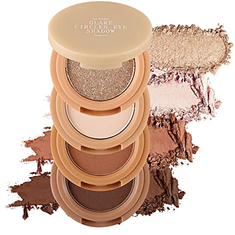 Erinde 4 Farben Lidschatten Palette, Matte Shimmer Quartett, hochpigmentiert, lang anhaltend, Ultra-Blendable, reiche Farben mit samtiger Textur Augen Make-up Palette mit Spiegel, ideal für Reisen M03