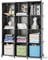 FUNLAX Cube Storage Unit 12 Cubes Stackable Storage Organiser Shoe Rack Bookcase Plastic Shelves Closet Portable Wardrobe for Bedroom Living Room Bathroom,Black