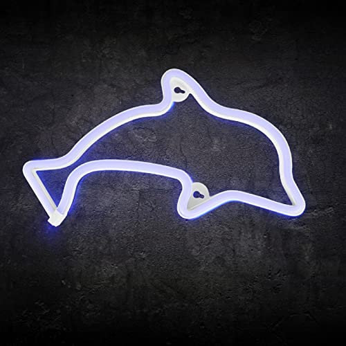 Natudeco Blaue Delfine geformte LED Neon Nacht Einzigartige LED-Licht Wandleuchten Tischdekoration für Schlafzimmer Kinderzimmer Home Party Dekoration