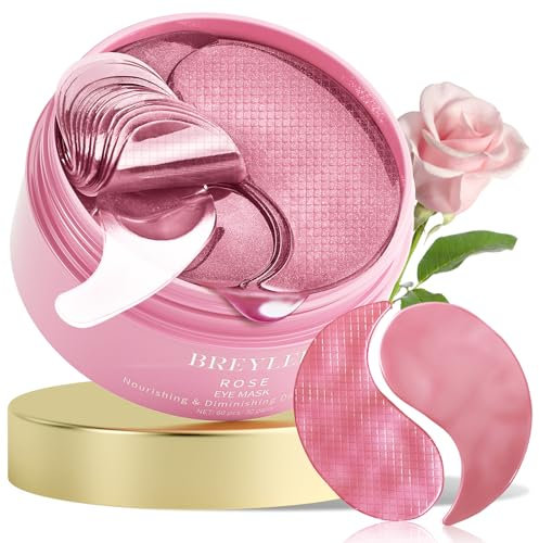 BREYLEE Maschera per gli occhi alla rosa: 60 pezzi, toppe sotto gli occhi, toppe per occhi gonfi, idrata, migliora e rassoda la zona degli occhi, adatta sia per donne che per uomini.