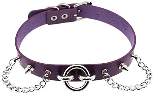 Goth Stud Sexy collare catena Pu cintura collana donna gioielli gotici-viola
