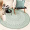 FRAAI In- & Outdoor Teppich Rund - Summer Azteca Grün Ø 100cm - Wetterfest - Polypropylen - Flachgewebe - Balkon, Garten/Terrasse - Terrasse - Rug