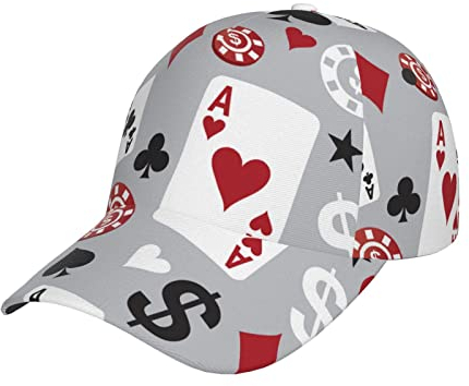 ZORIN Sport Cap Unisex Verstellbare gebogene Krempe Baseball Cap 3D Poker Casino Währung Tennis Cap Snapback Hüte Papa Trucker Cap für Jugendliche Jungen Frauen Männer Schwarz, Schwarz , One size