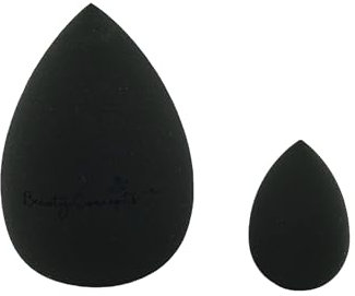 Beauty Concepts Éponge de maquillage polyvalente, 1 grande + 1 petite (Noir), Mousse, Goutte, Fond de teint liquide, Poudre, Crème solaire, Crème