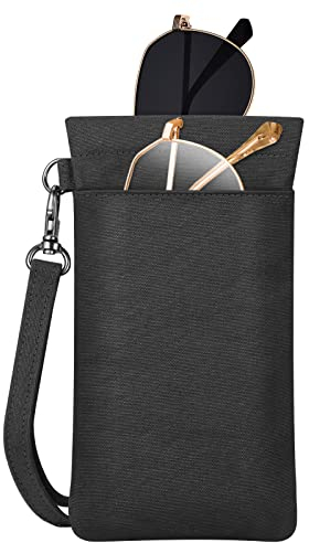 FINTIE Custodia Occhiali Morbida, Doppio Scomparto Portaocchiali per Occhiali da Sole, Portatile Porta Occhiali da Borsa