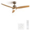 CREATE / WINDSTYLANCE/Ventilateur de plafond avec lumière, contrôleur murale et télécommande, niquel pales bois naturel / 40W, silencieux, Ø132 cm, 6 vitesses, programmable moteur
