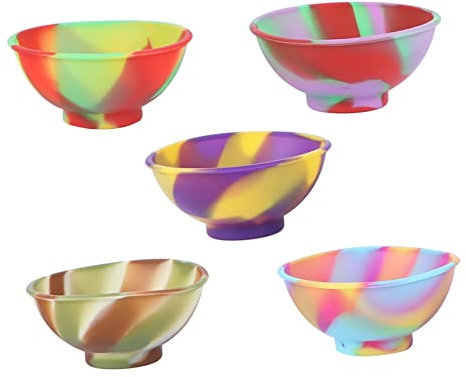 Hohopeti 5pezzi Ciotole Silicone Per Alimentazione Ragazzo Ragazza Per Riso Dessert E Condimenti Ciotole Sicure E Facili Da Pulire Design Misto