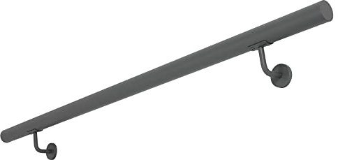 Handlauf Treppengeländer aus Edelstahl Geländer Wandhandlauf Brüstung V2Aox | 80 cm, Anthrazit, Durchmesser: 4,2 cm, Rostfrei & Wetterfest, Inklusive Montagematerial, Halter