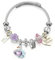 Vinabilia Charm Armband für Mädchen, Freundschaftsarmband mit Schwäne Herz Blume Cartoon Anhänger, Edelstahlarmband für Teen Mädchen Damen, Lila + Silber