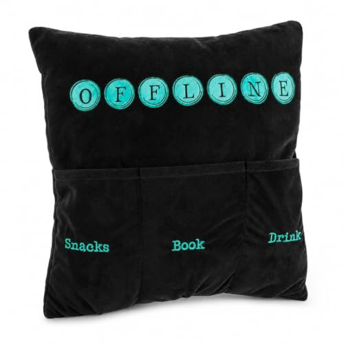 MIJOMA OFFLINE Kuschelkissen mit 3 Taschen für Snacks, Books, Drink | 40x40 cm, 100% Polyester | Ideal zum Entspannen und Genießen | Schickes Design & Funktionalität | Perfektes Mitbringsel