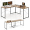 LIFEZEAL Bureau d'angle en Forme de L, 240cm Bureau d'Ordinateur Réversible avec Support d'Écran, Table PC Industriel, Poste de Travail, Gaming (Marron)