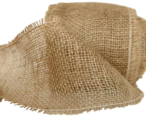 TOLKO 1m Jute Stoff Meterware | Mittel grob 10cm breit | natur Sack-Leinen Tisch-Deko Beutel Band Pflanzen Garten robuster Jutestoff Meterware fein Stoffe zum Nähen Dekorieren Basteln