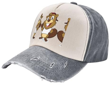 Baseballkappe mit frecher Biber-Aufdruck, Sportmütze, Baseballkappe für Herren, verstellbarer Papa-Hut, Damen-Outdoor-Hut, grau, One size