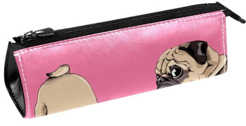 VAPOKF Federmäppchen mit drei lustigen Mops, Schreibwaren-Tasche, Kosmetiktasche, kompakte Reißverschlusstasche, multi, 5.5 ×6 ×20CM/2.2x2.4x7.9 in, Taschen-Organizer