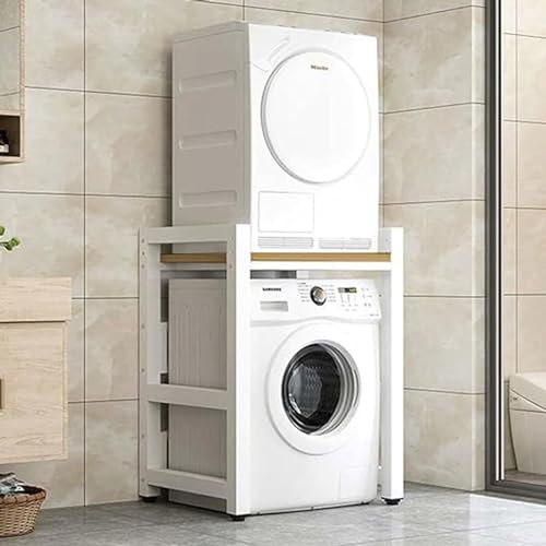 Estante de Almacenamiento de Lavadora y Secadora Ajustable En Altura de 2 Niveles, Gabinete de Lavadora de Tambor, Organizador de Estante de Almacenamiento Grande para Baño