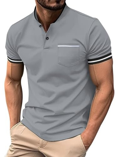 Polo T Shirt for Men Comfortable Breathable Golf Short Sleeve Polo Shirt Lightweight Men's Gym Top Mens Shirts Short Sleeve Casual XL Regular Viking Clothing Men Jacket Basic (Grey, XL)