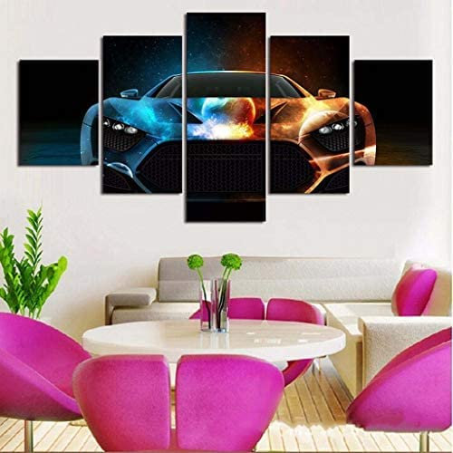 Leinwandmalerei Rennauto 5 Stück Wandkunst Malerei Modulare Tapeten Posterdruck Für Wohnzimmer Schlafzimmer Esszimmer Büro Kinderzimmer Wandbild Wohnkultur 100 X 50 Cm / 39,37 X 19,68 Zoll -5A7C-U4S8-