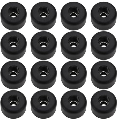 SG Store Pack of 16 Rubber Feet for Speakers with Stainless Steel Washer 25 x 15 mm Round Rubber Feet for Subwoofer Speakers Road Case Furniture Feet Black