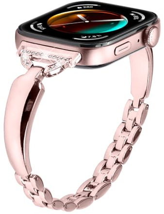 KUTEWEU Cinturino per Huawei Watch Fit 3 Donna Watch Strap, Bambina Cinturino di Ricambio in Metallo con Cinturino in Metallo con Strass in Cristallo Bling Glitter per Huawei Fit 3 (Rosa)