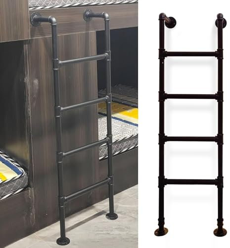 Schwarze, an der Wand montierte Aufstiegsleiter für Dachgeschoss-Etagenbetten, 100–300 cm, universelle, platzsparende Trittleiter für Wohnmobile, 4/5/6/7/8/9 Fuß hohe Ein- und Ausstiegsleiter – Größe