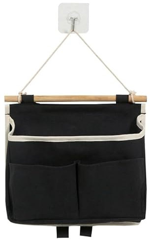Criveple Bolsas de Almacenamiento Colgantes, Organizador Colgante con Bolsillos, Organizador Colgante para Puerta de Baño Pared con Gancho Adhesivo para Dormitorio Baño Cocina y Oficina (Negro)