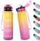 Sport Trinkflasche 1L, Auslaufsichere Wasserflasche mit Strohhalm, Motivierende Trinkflasche mit Zeitmarkierung, Kohlensäure Geeignet, Ideale Sportflasche für Gym, Camping, Fahhrad, Erwachsener