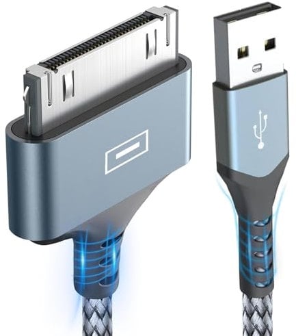 MaxRenard Cavo di ricarica per iPod, da USB a 30 pin, compatibile con iPhone 4/4S/3G/3GS, iPad 1, 2, 3, iPod Touch/Classic/Nano, per ricarica e sincronizzazione dati (2 m)