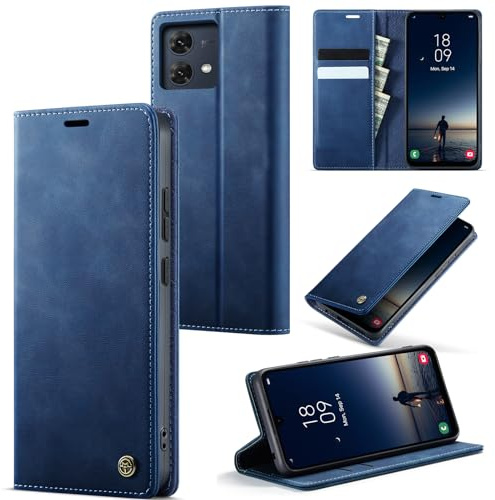 owlhold Handyhülle Motorola Moto G84 5G hülle Premium PU klapphülle RFID Lederhülle Faltbare Handytasche Schutzhülle Kartenfach Standfunktion hülle für Motorola Moto G84 5G - Blau