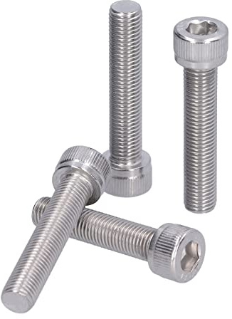 Garosa Lot de 4 Boulons Hexagonaux en Acier Inoxydable, M10x50, Pas Fin 1,25 mm, DIN 912, pour Carrosserie et Pare-Chocs