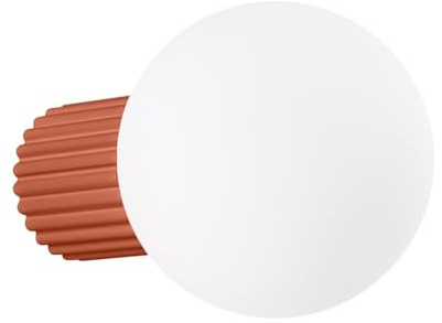 SOLLUX lighting Wandleuchte Innen - Wandlampe Aluminium Glas -1 Flammig - LED Lampe Glühbirne - Roter Ocker Halo