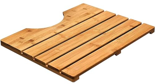 HTTGDGDH Tapis De Bain Antidérapant en Bambou en Forme De U, Tapis De Sol De Douche Imperméable pour Salle De Bain, Zone Spa, Plage, Balcon Et Arrière-Cour, Tapis À Pédale pour Ba