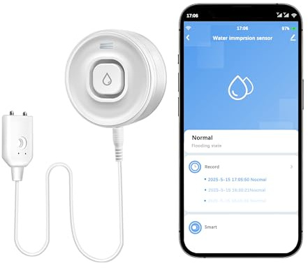 Wi-Fi Water Leak Detector, 100dB Adjustable Audio Alarm Sensor, Sensitive Leak and Drop Alarm with Remote Email/App Notification, Suitable for Home and Basement