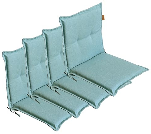 LILENO HOME Gartenstuhl Auflagen [4er Set - Niedriglehner] in Grün | bequeme Liegen als Sitzauflagen für Gartenmöbel - Stuhlkissen für Gartenstühle und Klappstühle BAR
