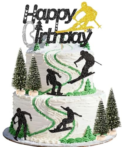 Geburtstagstortenaufsatz zum Thema Wintersport Dekoration für Muffins | Geburtstagstortenaufsatz zum Thema Wintersport Dekoration für Muffins und Desserts für Winter und Skisport Geburtstagsfeiern