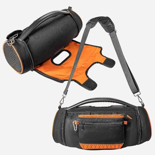 Gettimore EVA-Tragetasche für JBL Boombox 3 tragbare Lautsprecher, schützende Aufbewahrungstasche mit verstellbaren Schultergurten, 47 x 18 x 18 cm, Schwarz