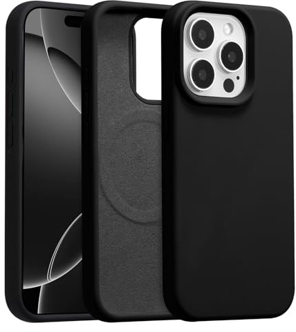 UCASONG Magnetic Liquid Silicone Case for iPhone 15 Pro, Black | 6.1Inch, Compatible with MagSafe, Cute Plain Solid Color Slim Case, Soft Smooth Matte Shockproof Protective Cover