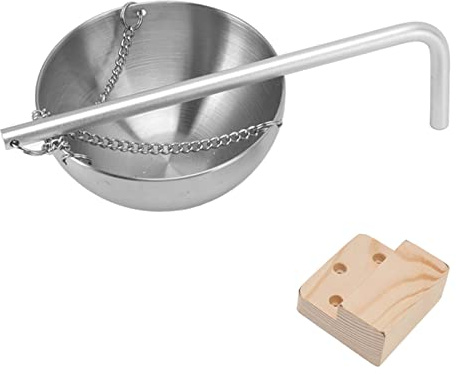 BONKZEBU Exquisiter Saunaölbecher aus Edelstahl mit Schwingarm für die Aromatherapie Im Saunaraum, Robuste Schale für ätherische Öle für die Traditionelle oder Infrarotsauna (S)