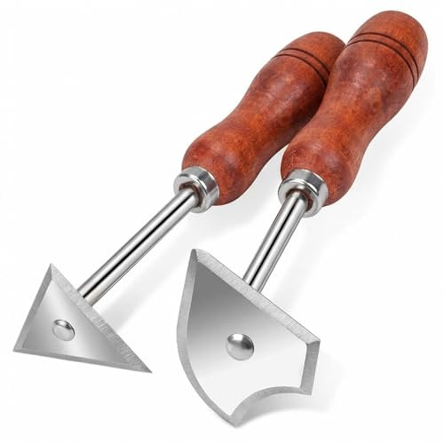 Raschietto triangolare fai da te con lama in acciaio inox e manico in legno per la pulizia di intonaco e malta