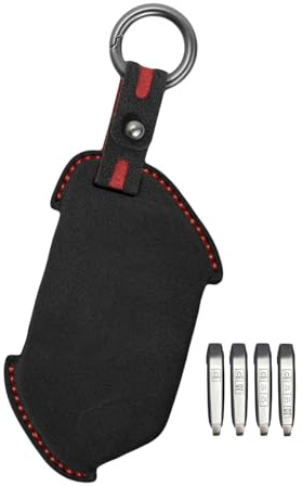 Rondrive Smart Key Cover Kompatibel mit Kia Key Fob 2024 2025 2026 Sportage K4 K5 GT-Line Telluride Carnival Sorento EV6 EV9 Wildleder Autoschlüsselhülle, Schwarz