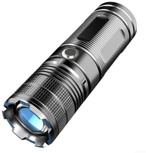 P70 zoombare Taschenlampe liefert 3000 lm hellweißen Lichtstrahl, einstellbar für große Reichweite oder weite Flächenbeleuchtung mit Typ-C-Schnellladung (A)