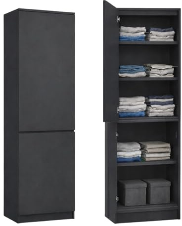 Home Collective Kleiderschrank, Garderobenschrank, Mehrzweckschrank 2-türig mit 5 Einlegeböden | Vielseitiger Schrank für Schlafzimmer, Flur oder Büro | 50x40x180 cm (BxTxH) | Anthrazit